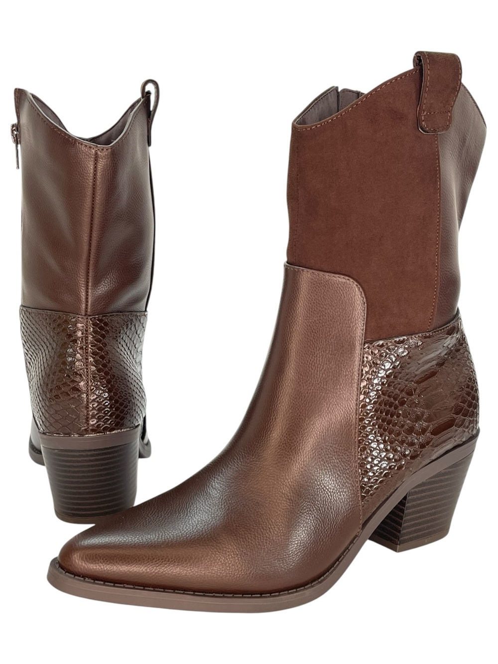 Sun + Stone Biancaa Brown Faux Leather Womens Ankle Boots Size 8.5M - Picture 9 of 12